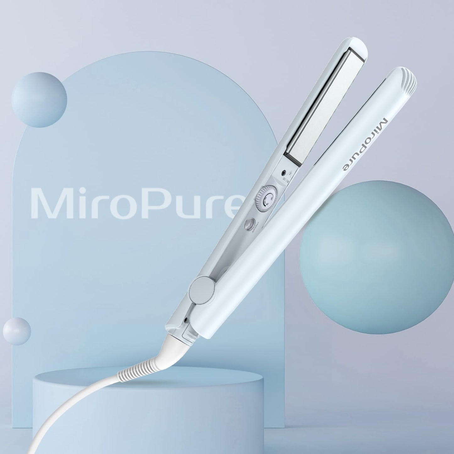 MiroPure 1 Inch Flat Iron, Hair Straightener with 30S Fast Heating & 60min Auto Shut-Off, Hair Straightener and Curler 2 in 1 with 3D Ceramic Floating Plates, Blue