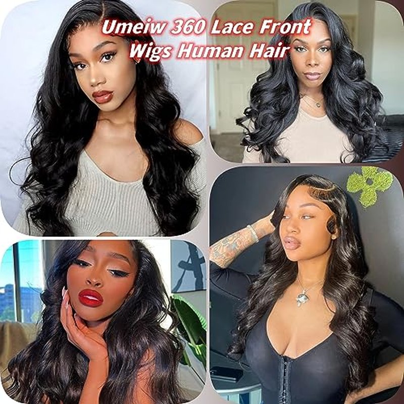 360 Body Wave Full Lace Front Wigs Human Hair Pre Plucked With Baby Hair 200 Density 360 HD Transparent Lace Front Wigs For Black Women Natural Color 24 inch
