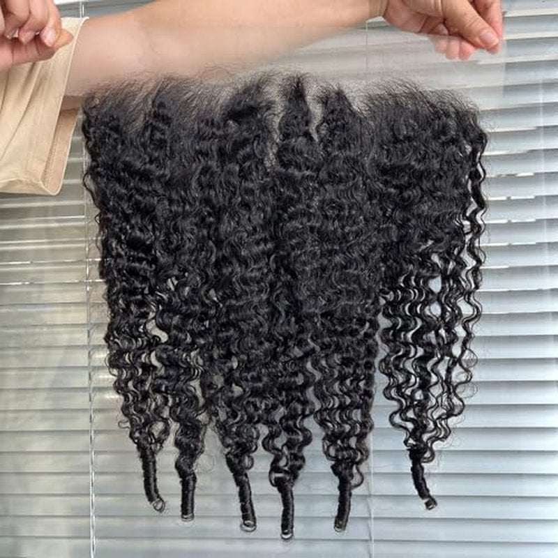 13x6 Lace Frontal Burmese Curly Human Hair 13x6 Frontal Transparent HD Lace Closure Water Wave 100% Real Human Hair Natural Black 1B Color 18 Inch