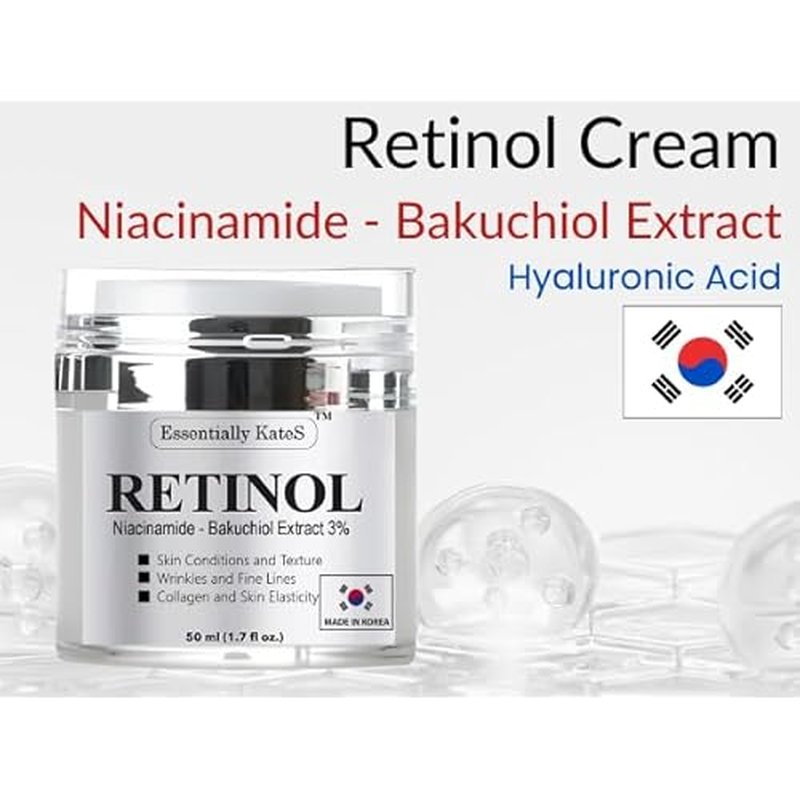 Retinol Cream for Face, with Hyaluronic Acid and Vitamin E, 50 ml (1.7 fl oz) - Pack of 1 - Reduce Appearance of Wrinkles, Fine Lines and Dark Spots - Korean Skincare