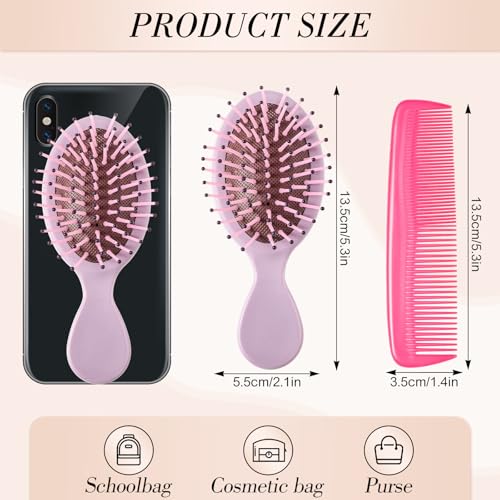 30 Pcs Mini Wet Hair Brush and Wide Hair Combs, Travel Detangling Brush for Most Hair Types Stocking Stuffers for Women Girls