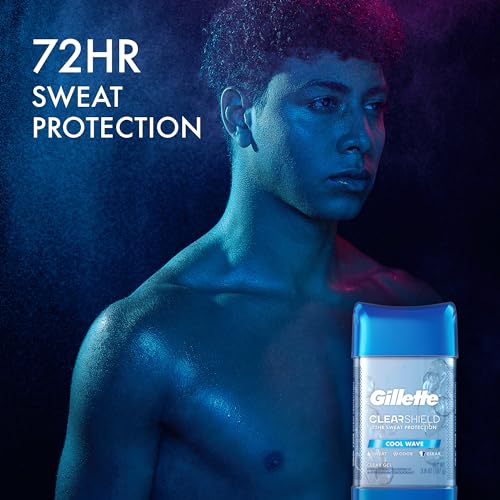 Gillette Antiperspirant and Deodorant for Men, 72hr Sweat & Odor Protection, Long Lasting Freshness, Anti-White Mark Technology, Clear Gel, Cool Wave Scent, 3.8 oz (Pack of 2)