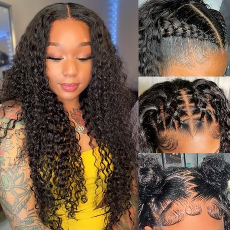 13x6 Water Wave Lace Front Wigs Human Hair Pre Plucked Bleached Knots 220 Density Wet And Wavy Glueless Wigs Human Hair 18 Inch Hd Lace Frontal wig with baby hair