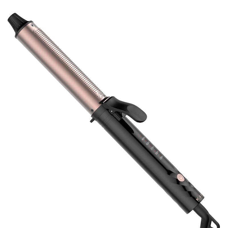K&K MCH Professional Curling Iron. The Temperature of the Button Version can Reach up to 450 Degrees Fahrenheit. Rose Gold Aluminum Tube Curler.