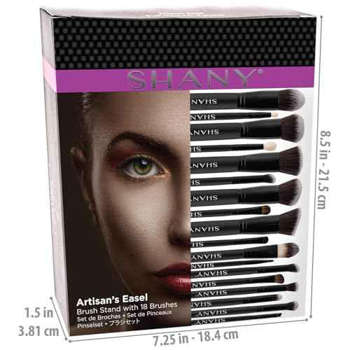 SHANY Artisan¡¯s Easel Bamboo ? Elite Cosmetics Brush Collection - Complete Kabuki Makeup Brush Set with Standing Convertible Brush Holder - 18 pcs (BLACK)