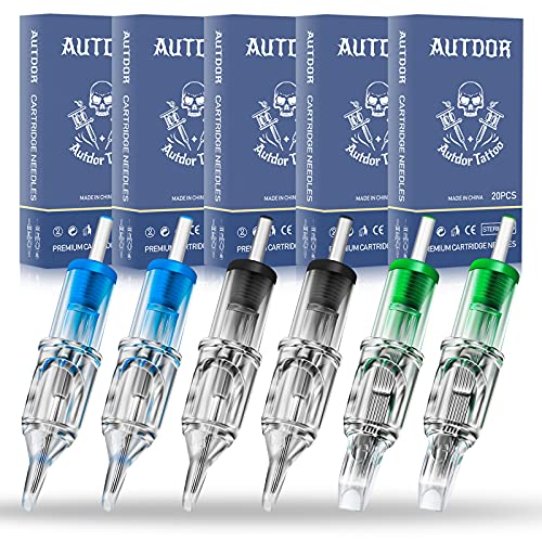 Tattoo Cartridge Needles - Autdor 100Pcs Mixed Tattoo Needles Cartridge Round Liner Shader Flat Magnum 3RL 5RL 7RL 9RL 3RS 5RS 7RS 9RS 5M1 7M1 for Tattoo Supplies Tattoo Kit Tattoo Machine