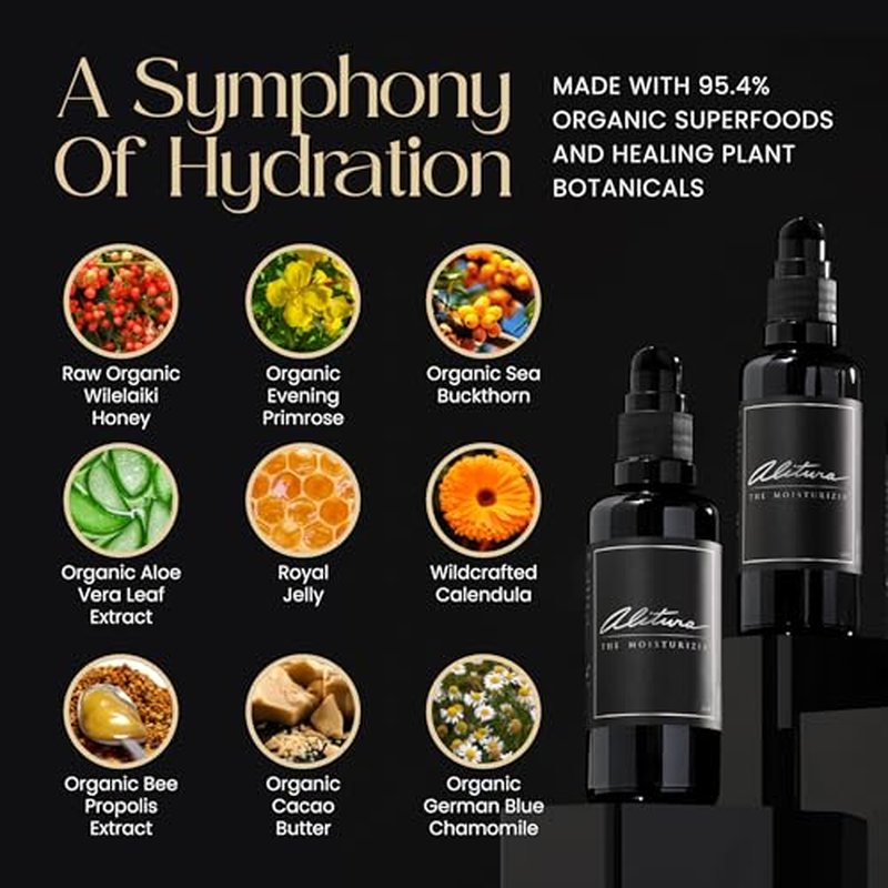 Alitura Naturals Face Moisturizer for Men & Women ? 100ml Daily Hydrating Cream with Aloe Vera, Bee Propolis, Sea Buckthorn, & Honey ? Anti-Aging, Soothing, Non-GMO, USA Made