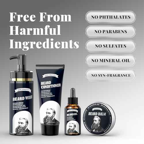 Beard Growth Kit - Mobiuty Men's Beard Care Kit with Natural Ingredients, Includes Beard Wash, Beard Oil, Beard Conditioner, Beard Balm and Beard Comb, Gift Set for Boyfriend Husband Fathers