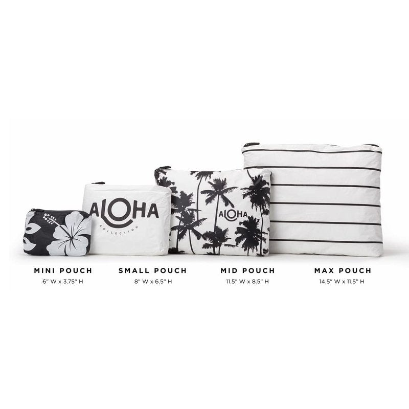 ALOHA Collection Small Pouch | Lightweight, Packable, and Splash-Proof Makeup Pouch | Easy to Clean (Pinstripe)