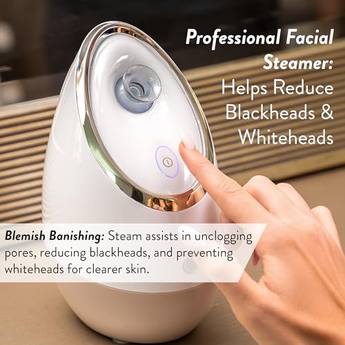 Facial Steamer SPA+ by Microderm GLO - Best Professional Nano Ionic Warm Mist, Home Face Sauna, Portable Humidifier Machine, Deep Clean & Tighten Skin, Daily Hydration for Maximum Serum Absorption