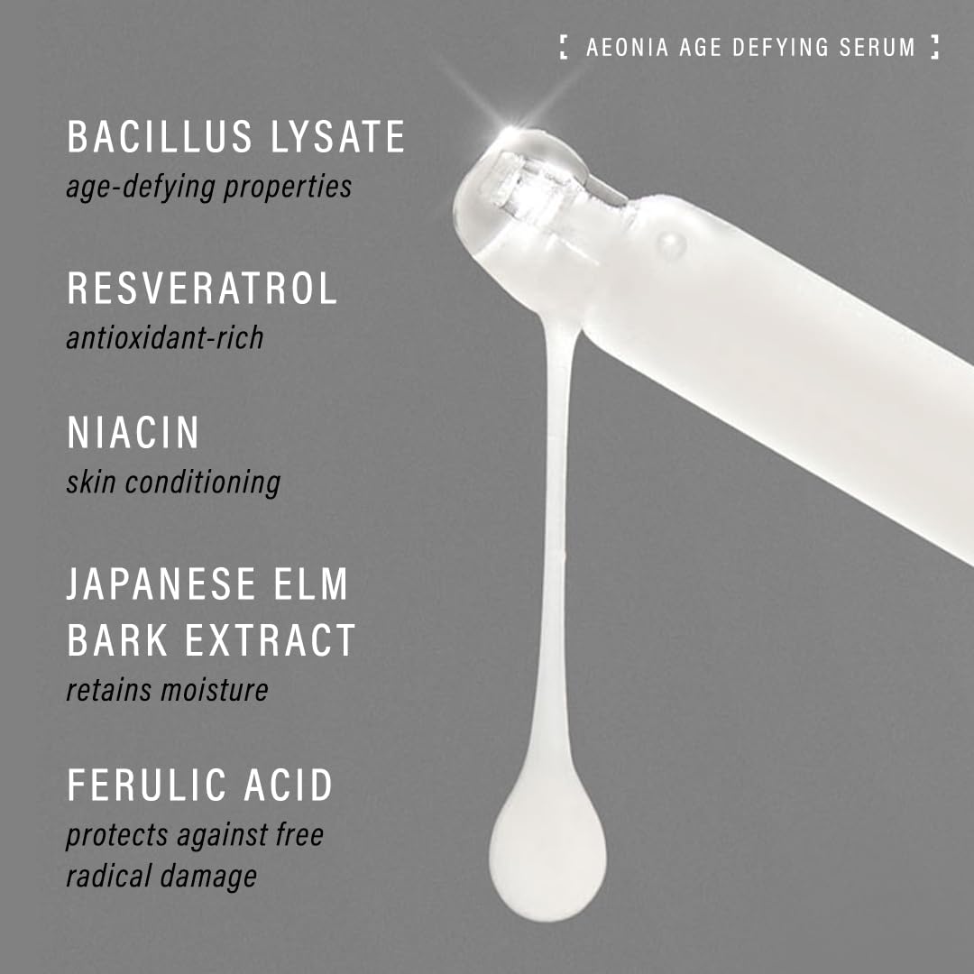 Aeonia Age-Defying Serum – Certified Space Technology Skincare, Age-Defying Face Serum with Bacillus Lysate, Resveratrol – Hydrates, Firms, Smooths Skin Texture & Reduces Fine Lines, 1 Fl Oz