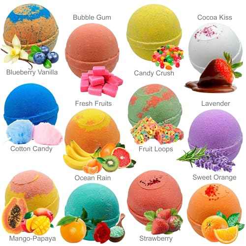 12 Bath Bombs for Kids with Surprise Toys Inside - Handmade in The USA from Natural Safe Ingredients for Sensitive Skin - 12 Different Scents with 12 Toys Inside- Gift for Girls and Boys