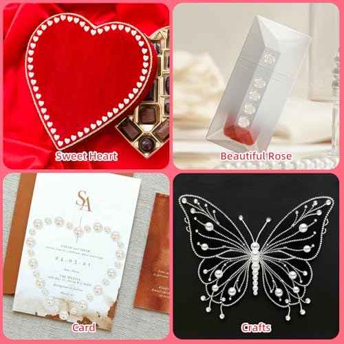 3701PCS Pearl Stickers Pearls for Crafting - Self Adhesive Pearls for Hair Face Makeup Eye Nail Crafts, Stick On Gems (White, Assorted Sizes)