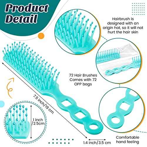 72 Pcs Hair Brushes in Bulk for Homeless, Hair Brush Bulk Nylon Bristles Brush Vent Hair Brush for Curly Wavy Hair Blow Drying Separating Styling Detangling Suitable for Travel Shelter Hotel