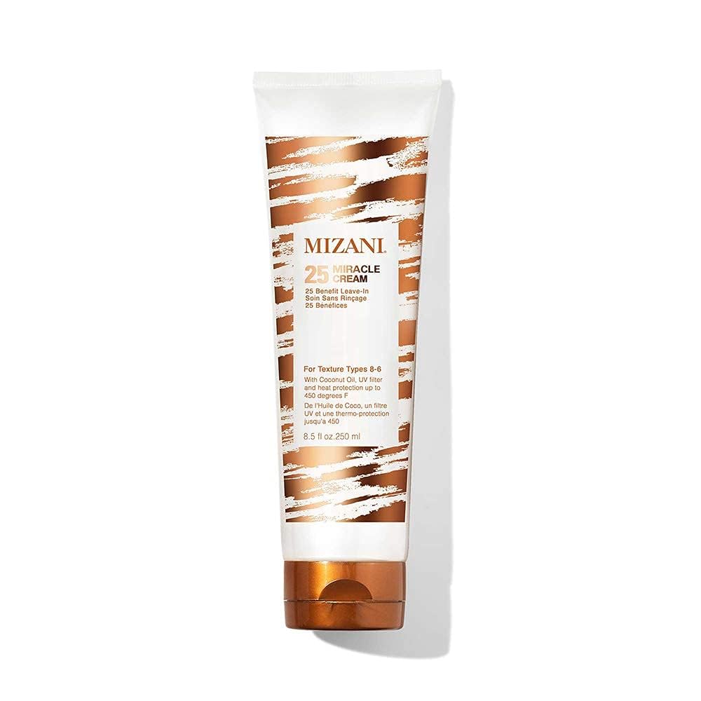 Mizani 25 Miracle Leave-In Curl Cream - Anti-Frizz Heat Protectant, Adds Lightweight Moisture & Softness, With Coconut Oil, For Curly Hair