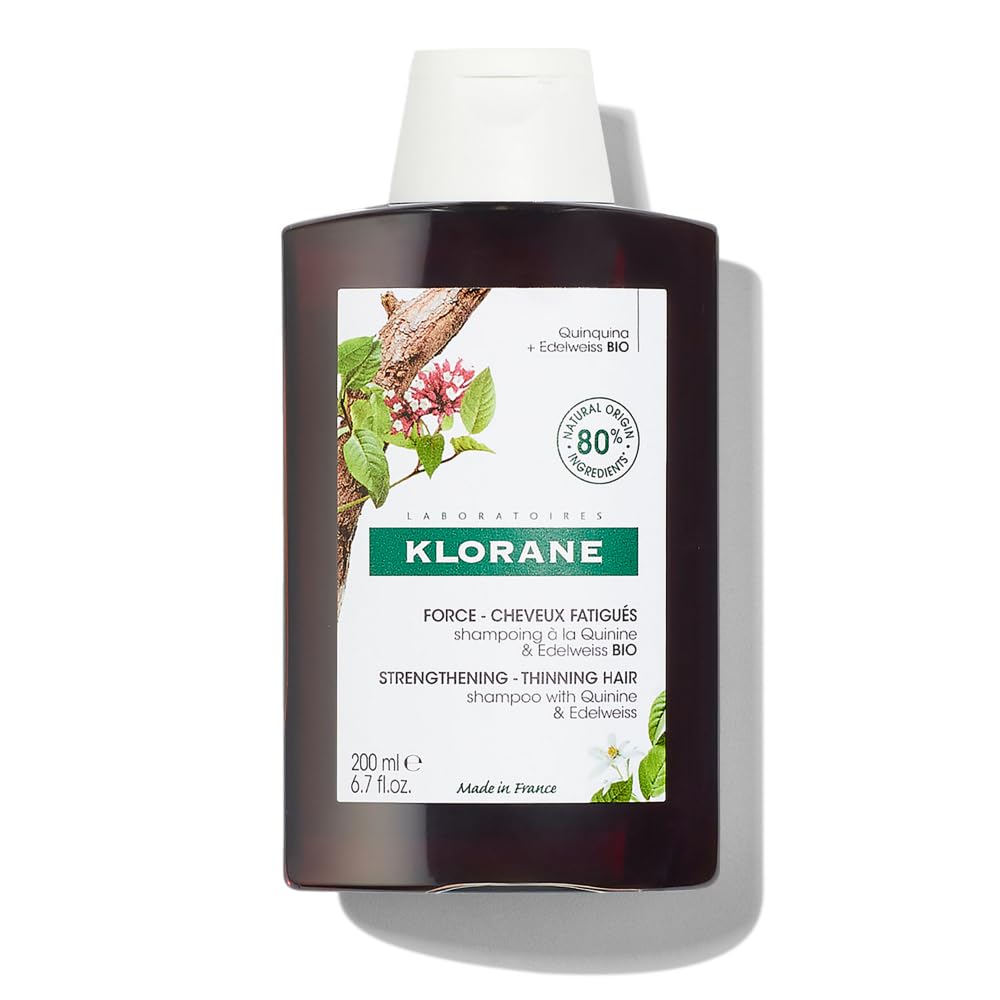 Klorane Shampoo with Quinine and B Vitamins for Thinning Hair, Support Thicker, Stronger, Healthier Hair, Men & Women, 6.7 Fl Oz