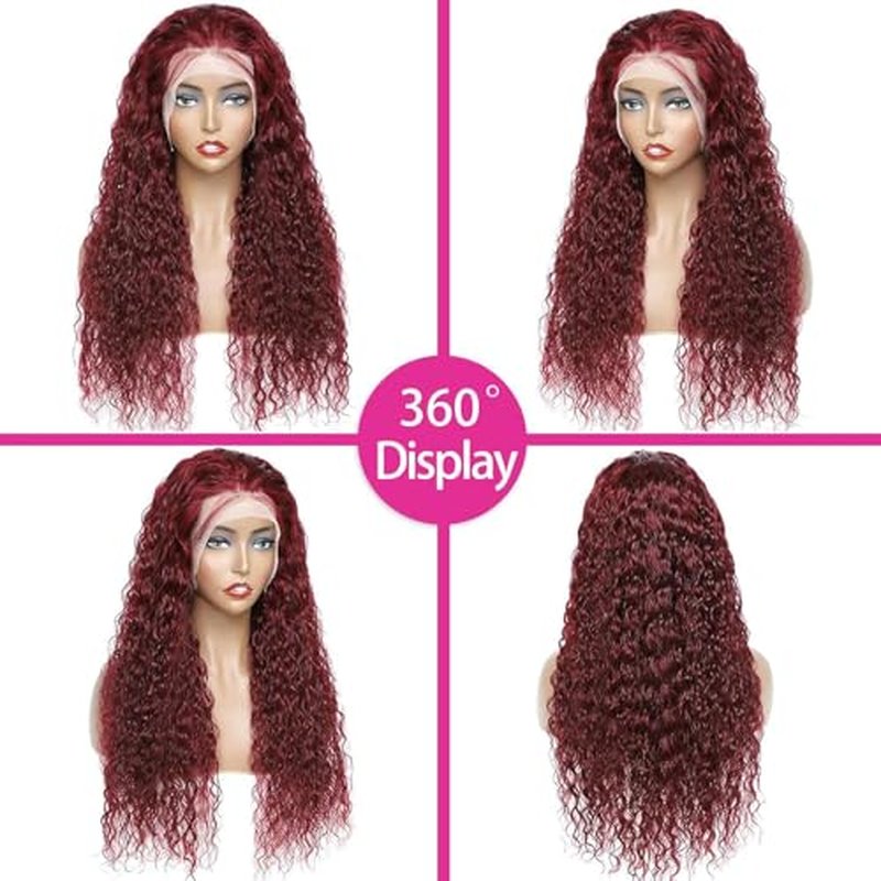 ULRICA Burgundy Wig Human Hair Water Wave 99J Burgundy Lace Front Wigs Human Hair Wigs for Women 13x6 HD Lace Front Wigs Human Hair Pre Plucked Wine Red Wigs Burgundy Wig 28 Inch