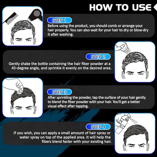 Hair Fibers Fill In Thinning Hair, Hair Powder Bald Spot Cover Up, Instantly Thicker & Fuller Look, Keratin Hair Building Fibers, for Women & Men (Medium Brown)