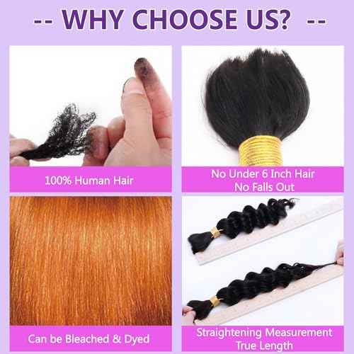 Deep Wave Bulk Human Braiding Hair for Boho Braids Water Wave 100% Human Hair for Boho Braiding Hair Crochet Wavy Curly Hair Extensions Bohemian Micro Braiding 3 Bundles 110g Natural Color 12 Inch