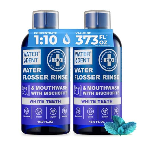 Concentrated Water flosser Rinse & mouthwash Teeth WHITENING | Add to Water Flossers| Fruit Flavor | 2 Pack = 33.8 fl.oz | Peroxide Free. Made in USA