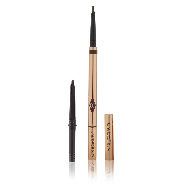 Charlotte Tilbury Brow Cheat Eyebrow Pencil - Refillable Micro-Precision Brow Pencil with Angled Tip for Natural Hair-Like Strokes - 16-Hour Wear, Waterproof, Vitamin E + Carnauba Wax - Dark Brown
