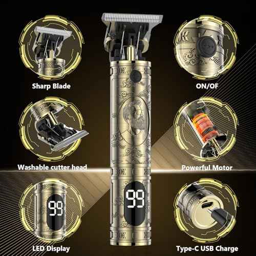 Hair Clippers for Men Cordless Professional Beard Trimmers with LCD Display Electric Grooming Rechargeable Shaver Zero Gapped T/Blade Cutting Kit Gift for Women Men Children