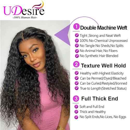 Water Wave Bundles Human Hair 1 Bundles 10Inch Water Wave Bundles 10A Brazilian 100% Unprocessed Virgin Human Hair Wet and Wavy Bundles Double Weft Curly Weave Natural Black