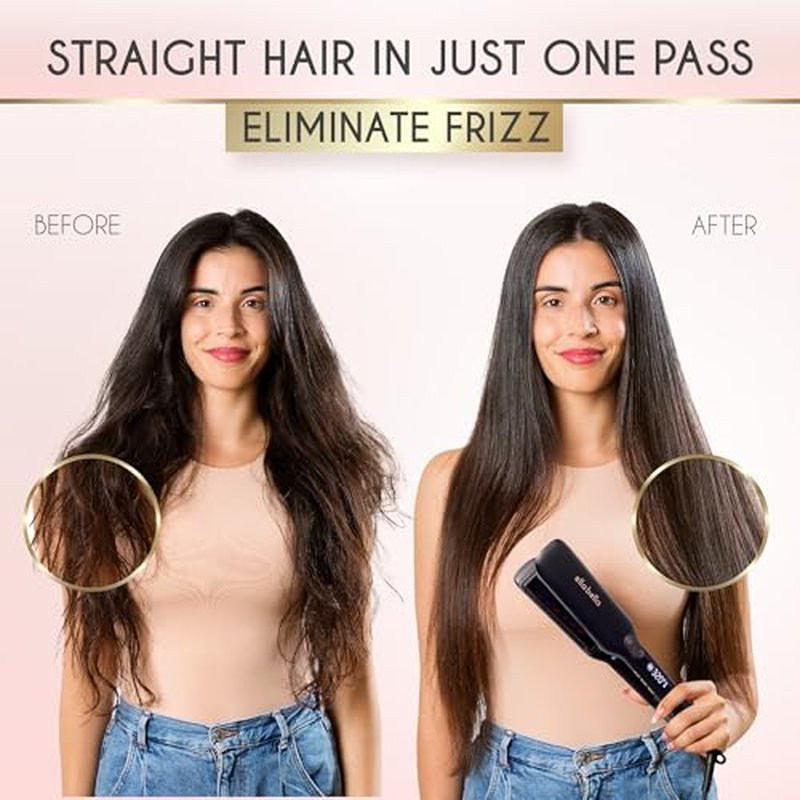 ELLA BELLA¢ç Titanium Flat Iron Hair Straightener (with Infrared) ? Professional Straightening Iron ? Digital Display to Accurately Control Temperature ? As Featured in Good Housekeeping