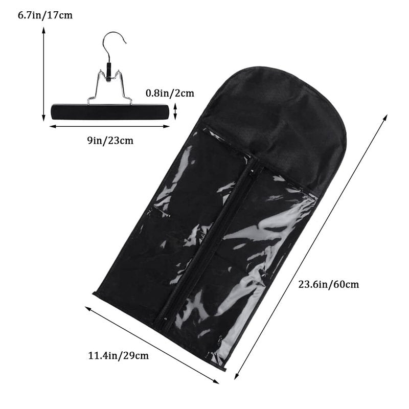 Qavctw Portable Wig Storage Bag, Hair Extension Bag with Hanger Dust-Proof Hair Extension Hanger, Waterproof Hanger Strong Holder for Store Style Human Hair