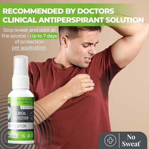 NO SWEAT Maximum Strength Antiperspirant Spray, Strong Deodorant for Excessive Sweating & Hyperhidrosis Treatment, Lasts up to 7 Days -50ml) Packing May Vary