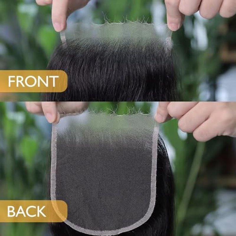 5x5 HD Lace Closure Brazilian Virgin Human Hair Straight 18 Inch Natural Black Single Knot Invisible Pre-Plucked Ultra-Thin Lace Part Closure For Black Women