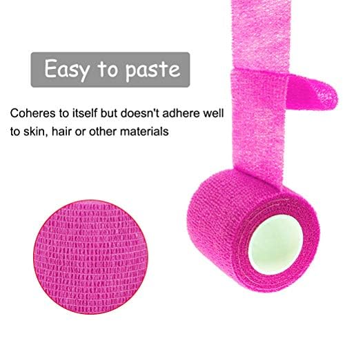 VideoPUP Tattoo Grip Cover Wrap, 6PCS Disposable Cohesive Elastic Bandage Handle Grip Tube for Tattoo Machine Accessories (Phosphor Pink)