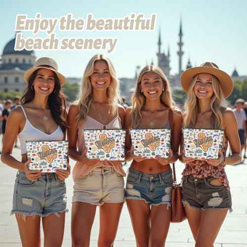 4PCS Dallas Themed Makeup Bag - Dallas Souvenirs Gift for Women, Best Friend, Sister - Travel Friendly Cosmetic Bag, Birthday Christmas Gifts