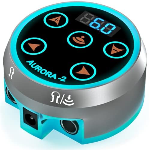 Aurora II Professional Tattoo Machine Power Supply- Touchscreen, Digital Display & Color LEDs (Silver)