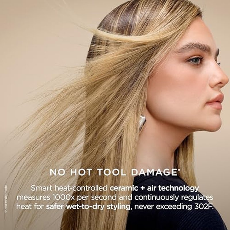 Shark Glam Ceramic & Powerful Air Styling & Drying System, with Silki Straightener & Shark Glossi Air Glosser, for Drying, Curling, Straightening & Glossing, Gold, HD6051S (Straight & Wavy Hair)