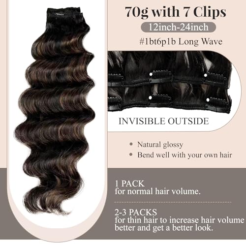 Curly Clip in Hair Extensions Seamless Clip in Hair Extensions Remy Human Hair Ombre Natural Black to Chestnut Brown Hair Extensions Invisible PU Skin Weft Soft Natural Clip ins£¨20in£©