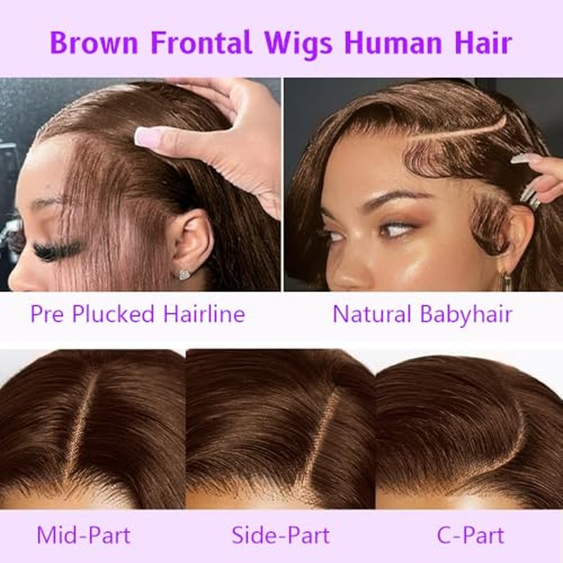 13x4 Lace Front Wigs Human Hair Chocolate Brown Body Wave Human Hair Wig 250% Density Hd Lace Front Wigs Pre Plucked Glueless Brown Human Hair Wig 24 Inch