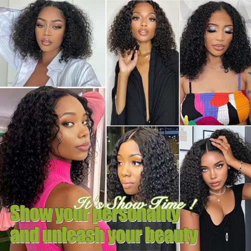 Water Wave Short Bob Wig Human Hair 13x4 Hd Lace Front Wigs Human Hair Pre Plucked 200% Density Deep Curly Lace Frontal for Black Women Glueless10INCH