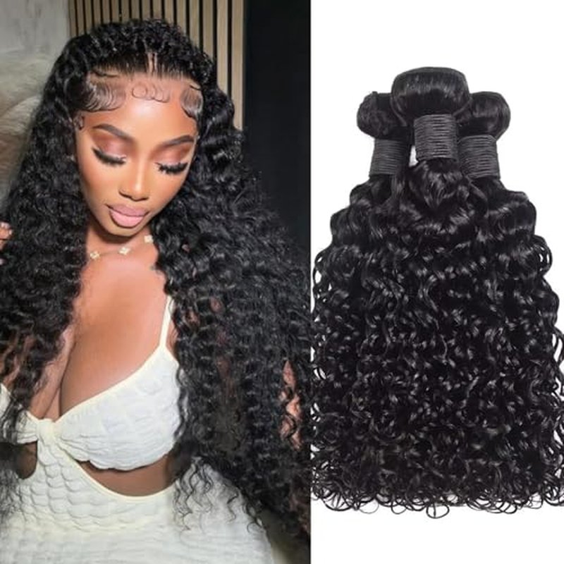 Bundles Human Hair Deep Wave 18 20 22Inch 12A Deep Curly Bundles Human Hair Extensions 100% Unprocessed 3 Bundle Brazilian Virgin Human Hair Extensions Wet and Wavy Double Weft Bundles Natural