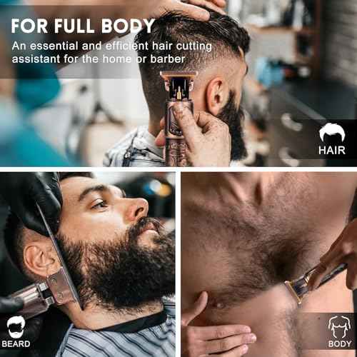 Ufree Professional Beard Trimmer for Men, Zero Gapped T-Blade Hair Clipper & Mustache Trimmer Kit with LCD Display, Precision Edgers for Haircut & Grooming, Barber-Grade Electric Shaver, Gifts for Men