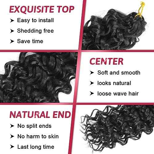 GoGo Curl Crochet hair 12Inch 6Packs Curly Crochet Hair Water Wave Crotchet Hair for Black Women (12 Inch (Pack of 6), 1B#) ¡¦