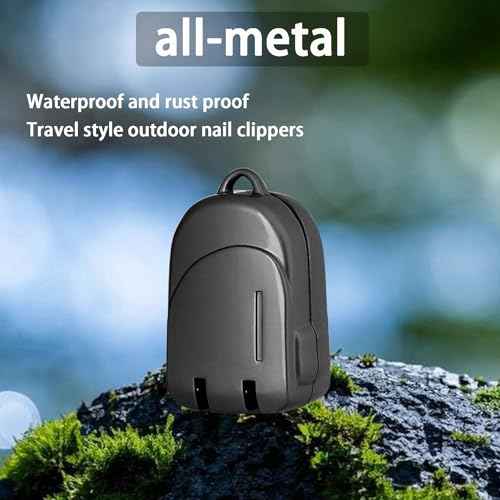 Portable Folding Mini Nail Clippers,All Metal Compact Small Nail Trimmers with Backpack Patterns,Stainless Steel Nail Clippers Keychain Accessories for Travel,Keychain Nail Clipper