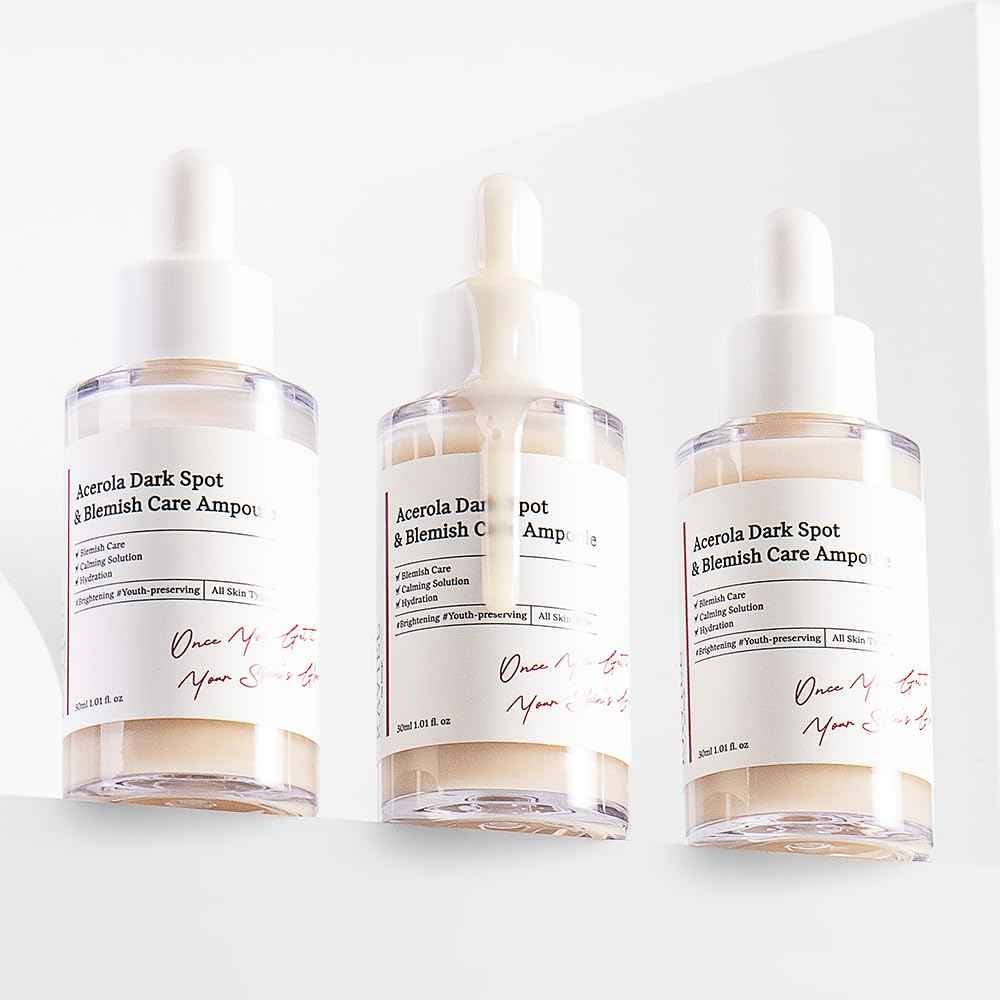 RAVIEL Acerola Dark Spot & Blemish Care Ampoule – Vitamin C Serum for Dark Spots, Uneven Tone, Dull Skin & Skin Clarity, Korean Skincare, 30ml 1.01 fl oz