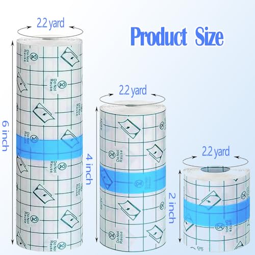 6 Rolls Tattoo Aftercare Bandage - Second Skin Tattoo Cover Up Patch Tape Tattoos Waterproof Bandage Transparent Film for Healing Tattoos Supplies Swimming Shower (2 Inch, 4 Inch, 6 Inch)