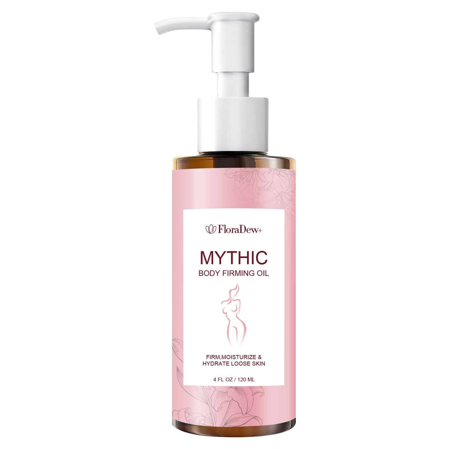 FloraDew+ Mythic Body Firming Oil for Women, Citrus Scented Moisturizing Body Oil, 4 FL OZ Vitamin E Skin Care Oil, Lightweight Fast Absorbing Daily Body Oil for Dry Skin