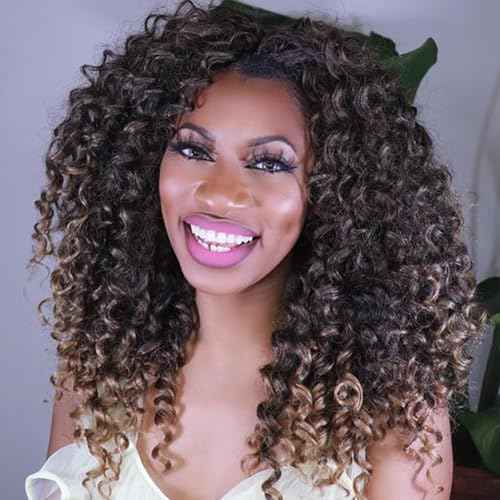 ToyoTress GoGo Curl Crochet Hair - 12 Inch 8 Packs Ombre Blonde Beach Curl Crochet Hair, Short Curly Ocean Wave Water Wave Deep Twist Crochet Braids Synthetic Braiding Hair Extensions (12 Inch,T4/27)