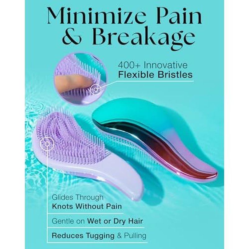 Lily England Detangler Hair Brush for Curly, Thick, Straight & Natural Hair - Gentle Detangling Brush for Women, Kids & Toddlers with Flexible Bristles - Smooth Hairbrush for Wet & Dry Hair, Ombre