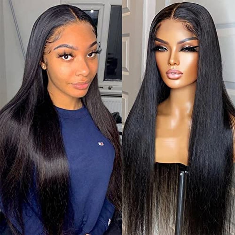 13x6 Lace Front Wigs Human Hair 180 Density Straight HD Transparent Lace Front Wigs for Women Human Hair 13x6 Full Lace Frontal Wigs Pre Plucked with Baby Hair Natural Color (22 Inch)