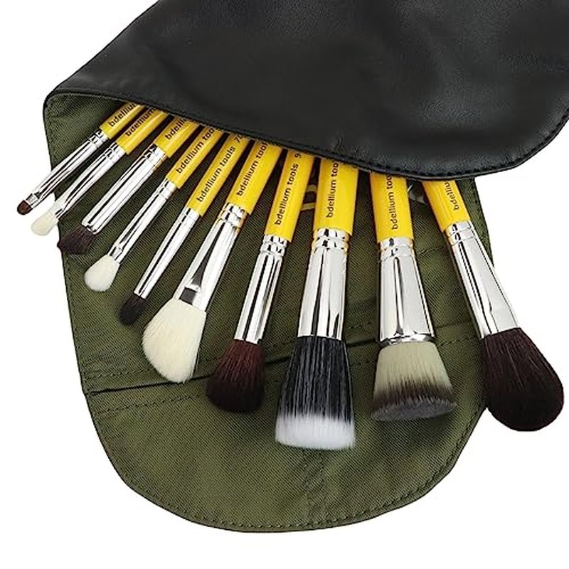 Bdellium Tools Professional Makeup Brush Travel Series - Mineral 10pc. Brush Set with Roll-Up Pouch