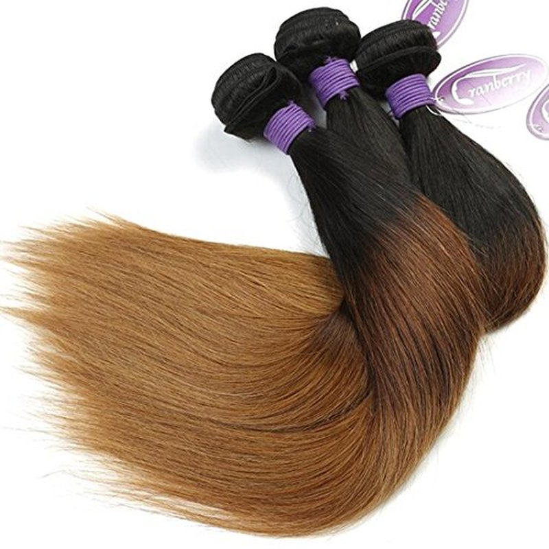 CRANBERRY Hair Brazilian Virgin Human Hair One Bundle 1B/4/30 Straight Ombre Hair 26inch Bundle 100% Unprocessed Human Hair Weave Extension Weft 95-100g/pc